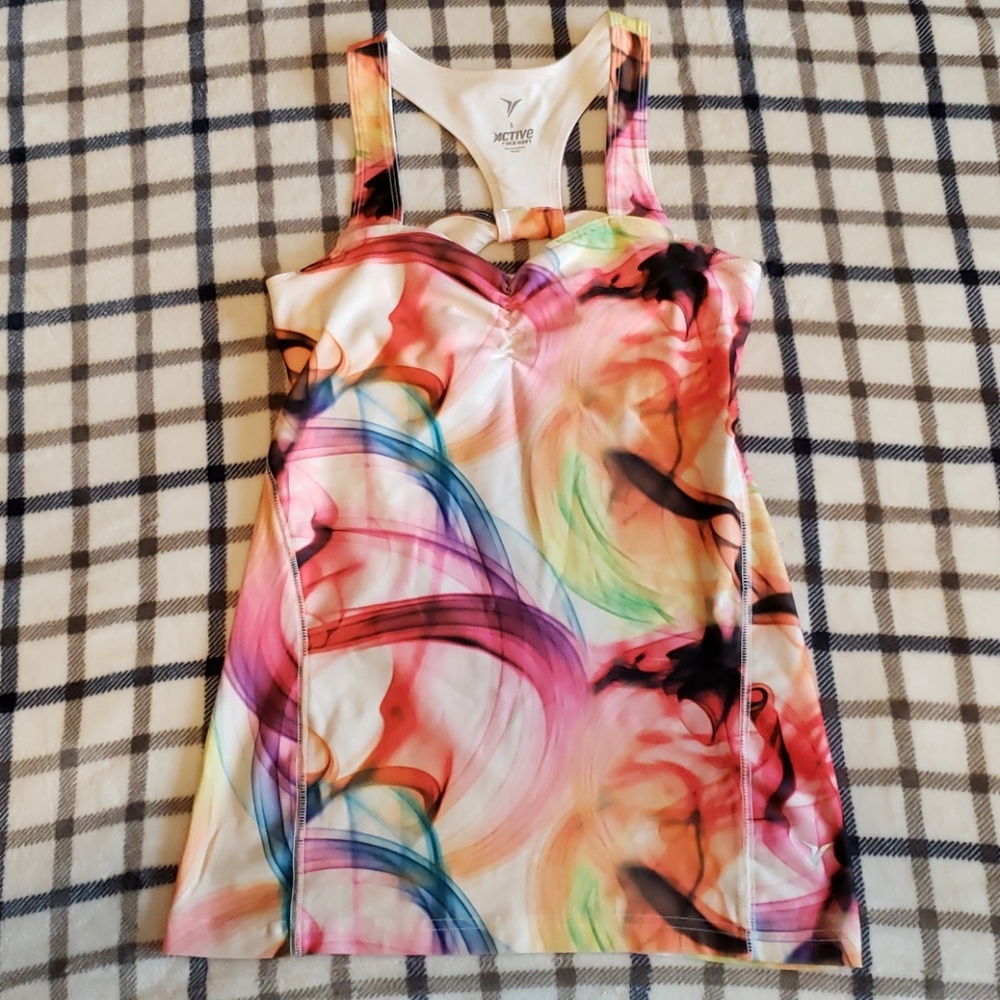 ACTIVE BY OLD NAVY TIE-DYE DESIGN ATHLETIC BRA TOP